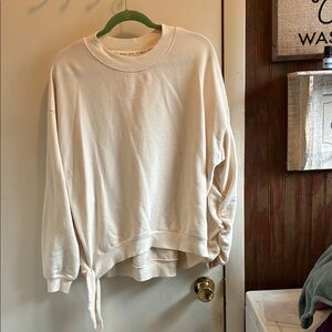 Peace Love World Cream Tie-Hem Pullover Sweatshirt